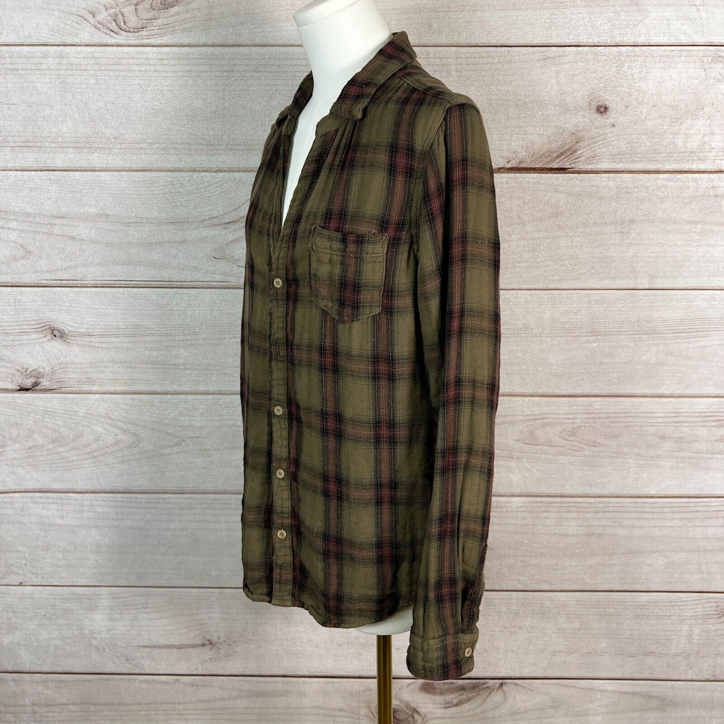 CP Shades Womens Shirt Sz M Brown Plaid Button Up Long Sleeve Western Retro 90s