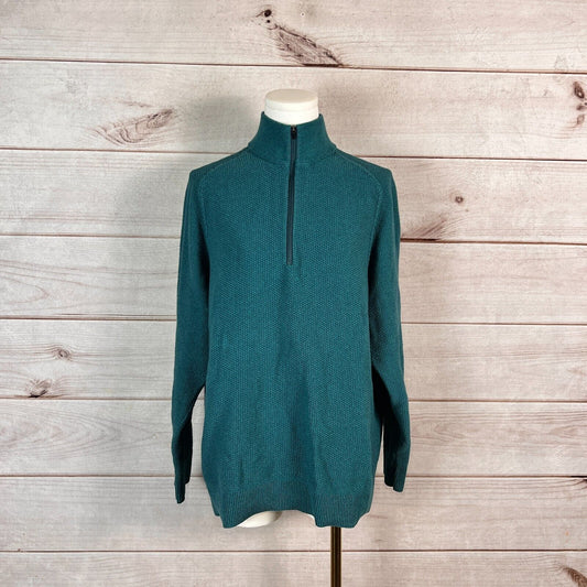 Lululemon Textured Knit Half-Zip Sweater Mens Sz L Teal Mock Neck Pullover Cozy