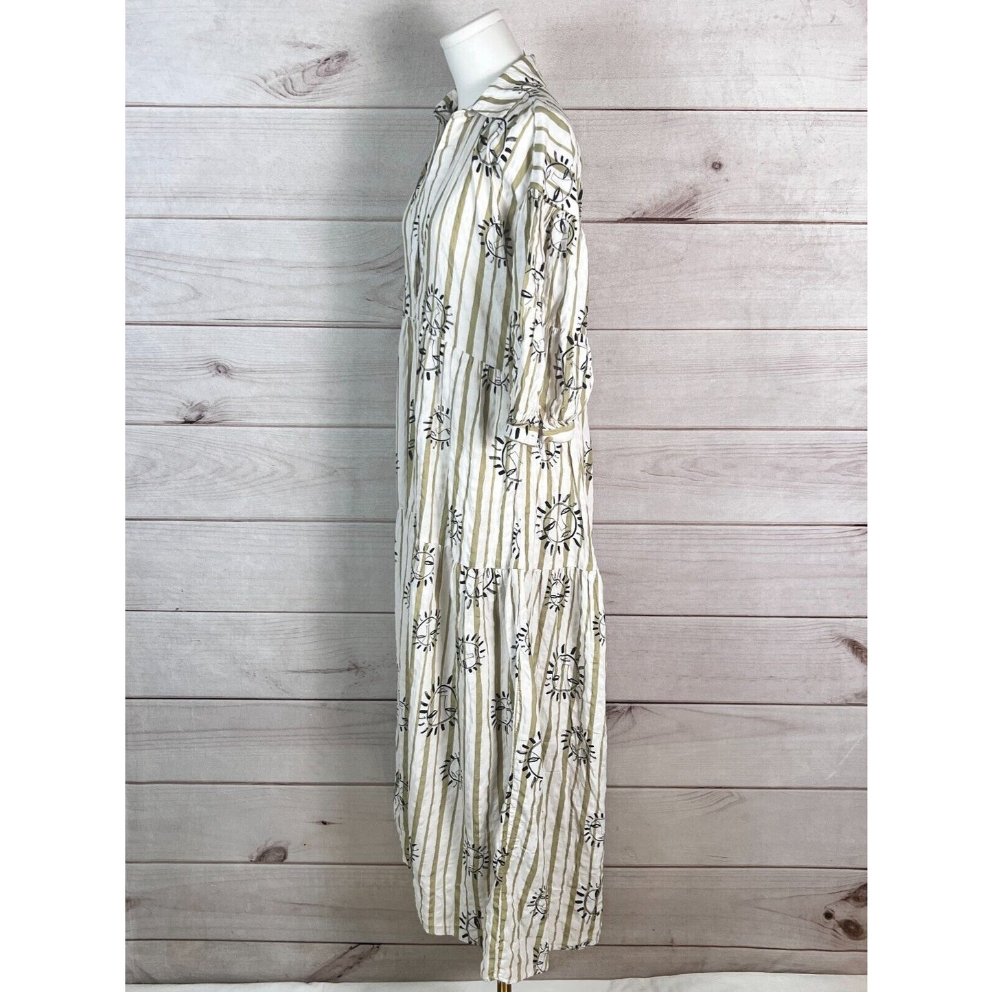 Anthropologie LouLou Avenue Carolita Dress Women 2XS Striped Maxi A-Line Tiered