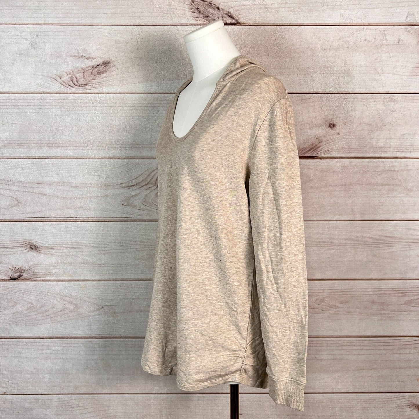 Barefoot Dreams Malibu Luxe Lounge Hoodie Womens Sz L Beige Pullover Comfy