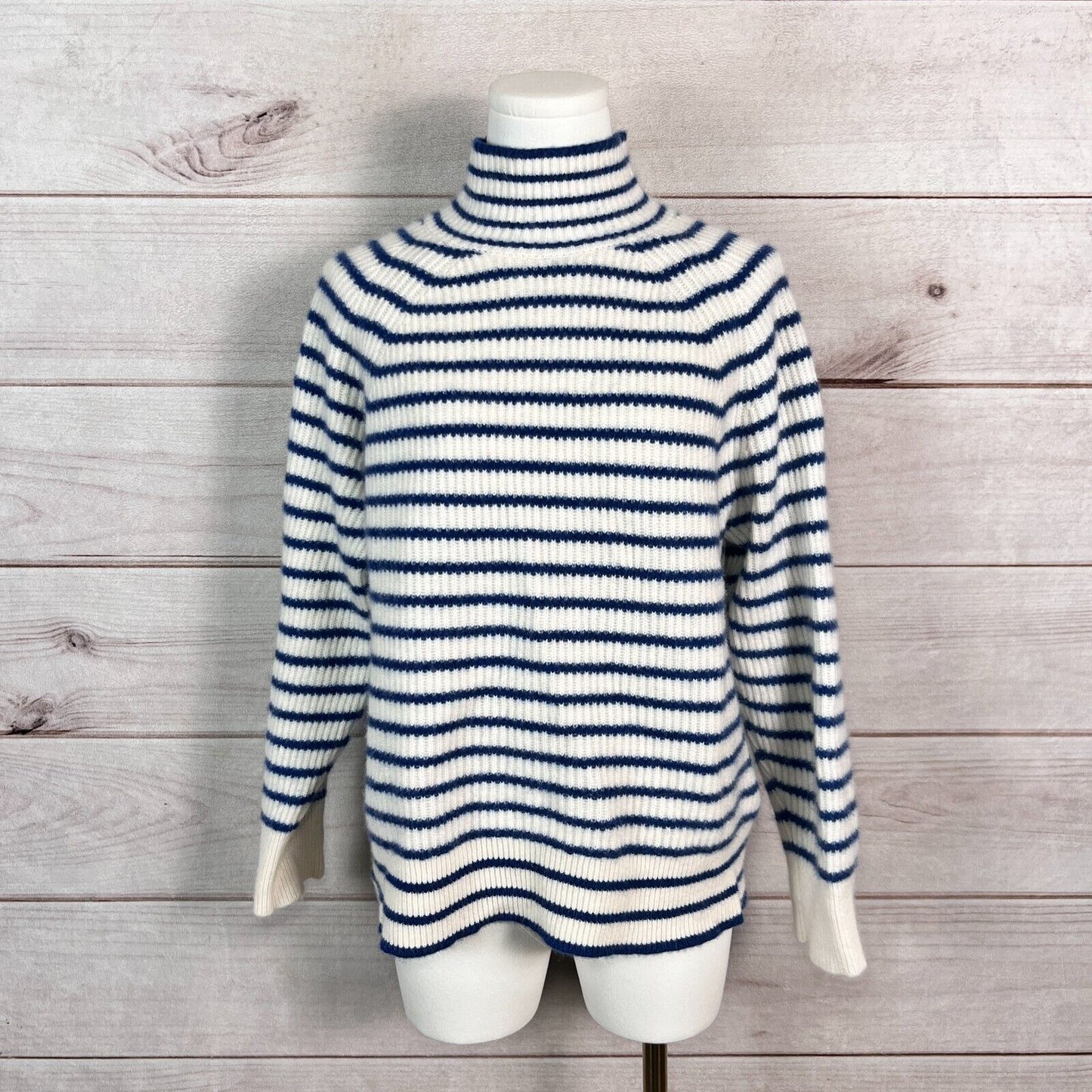 J. Crew Sweater Women S Striped Pullover Mock Neck Cashmere Ribbed Knit Winter