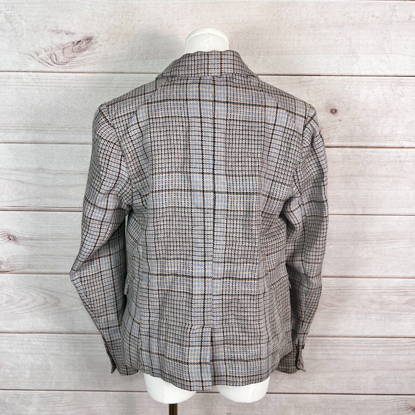 Free People Women Blazer Jacket Sz L Plaid Tweed Overcoat Business Office Formal