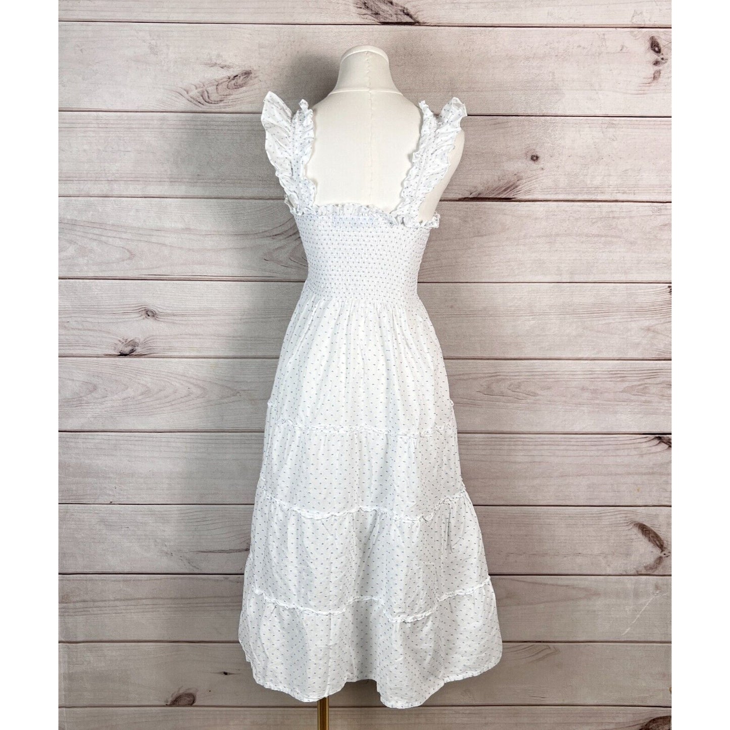 Hill House The Ellie Nap Dress Womens Sz S White Polka Fit & Flare Sundress