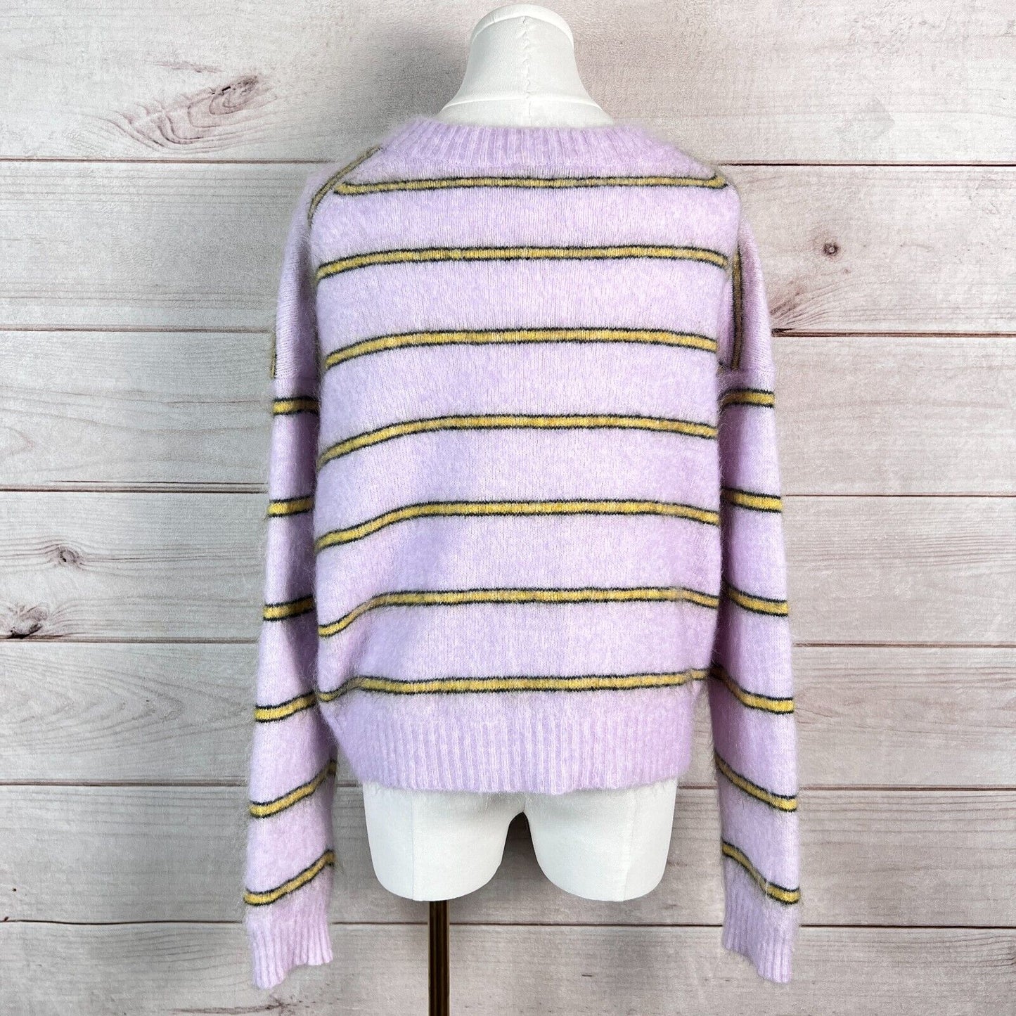 Acne Studios Womens Sweater Sz M Khira Lilac Striped Pullover Crew Neck Winter