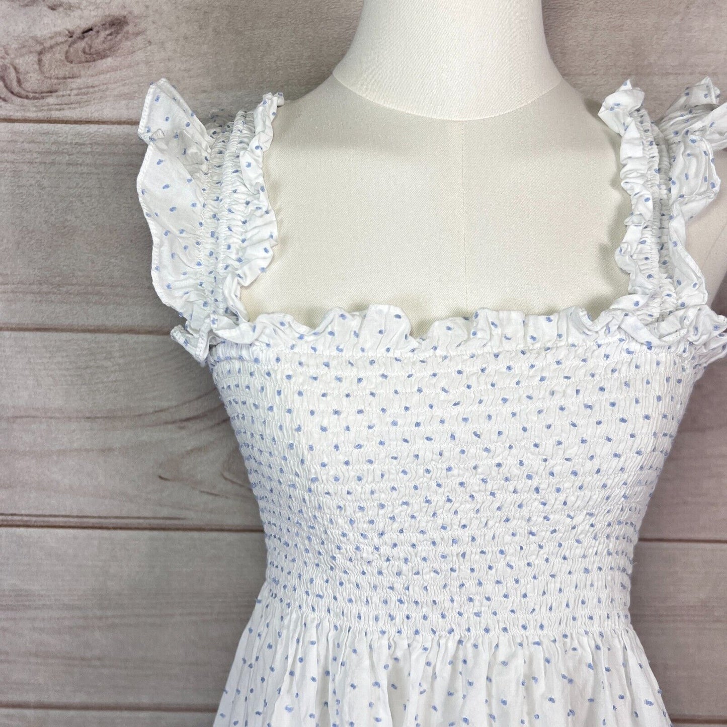 Hill House The Ellie Nap Dress Womens Sz S White Polka Fit & Flare Sundress