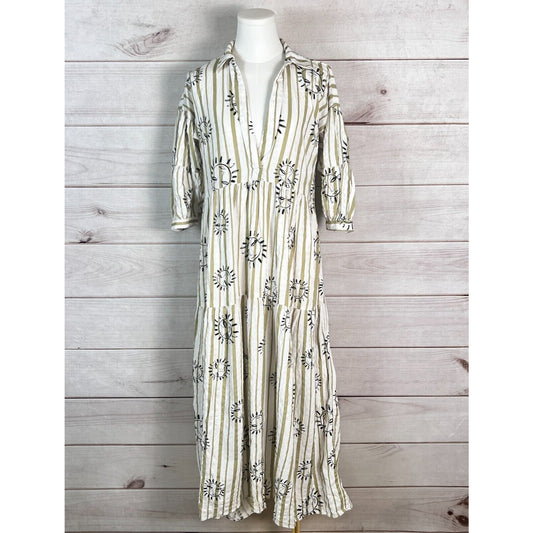 Anthropologie LouLou Avenue Carolita Dress Women 2XS Striped Maxi A-Line Tiered