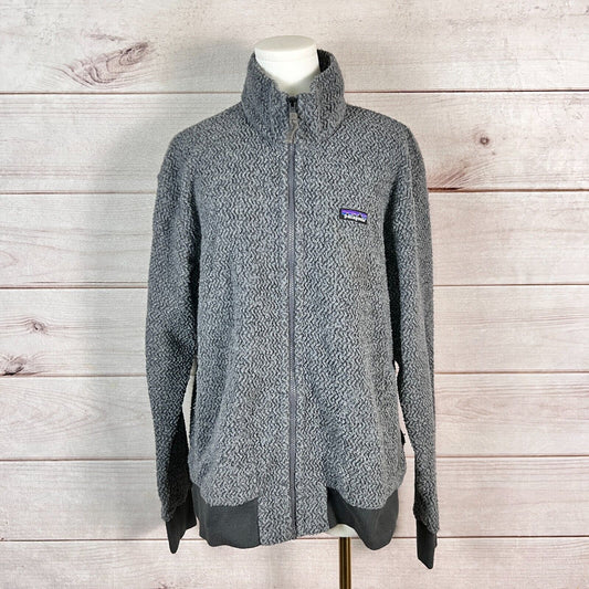 Patagonia Woolyester Sz L Gray Fleece Full Zip Mock Neck Cozy Winter Y2K