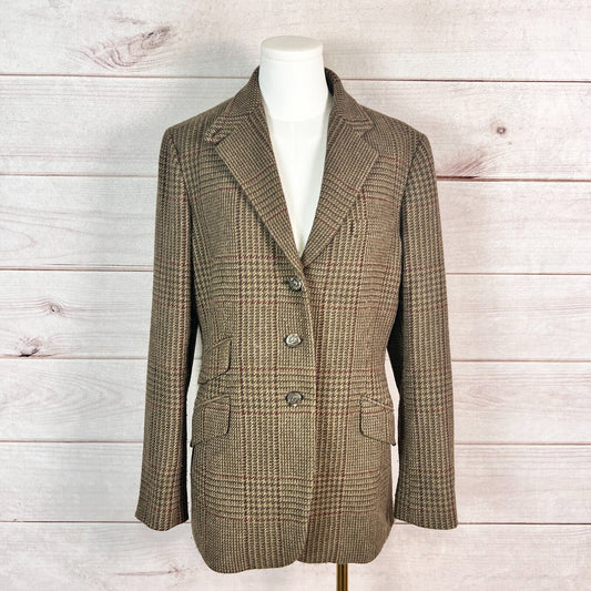 Lauren Ralph Lauren Womens Blazer Jacket Sz 12 Plaid Tweed Business Office Work