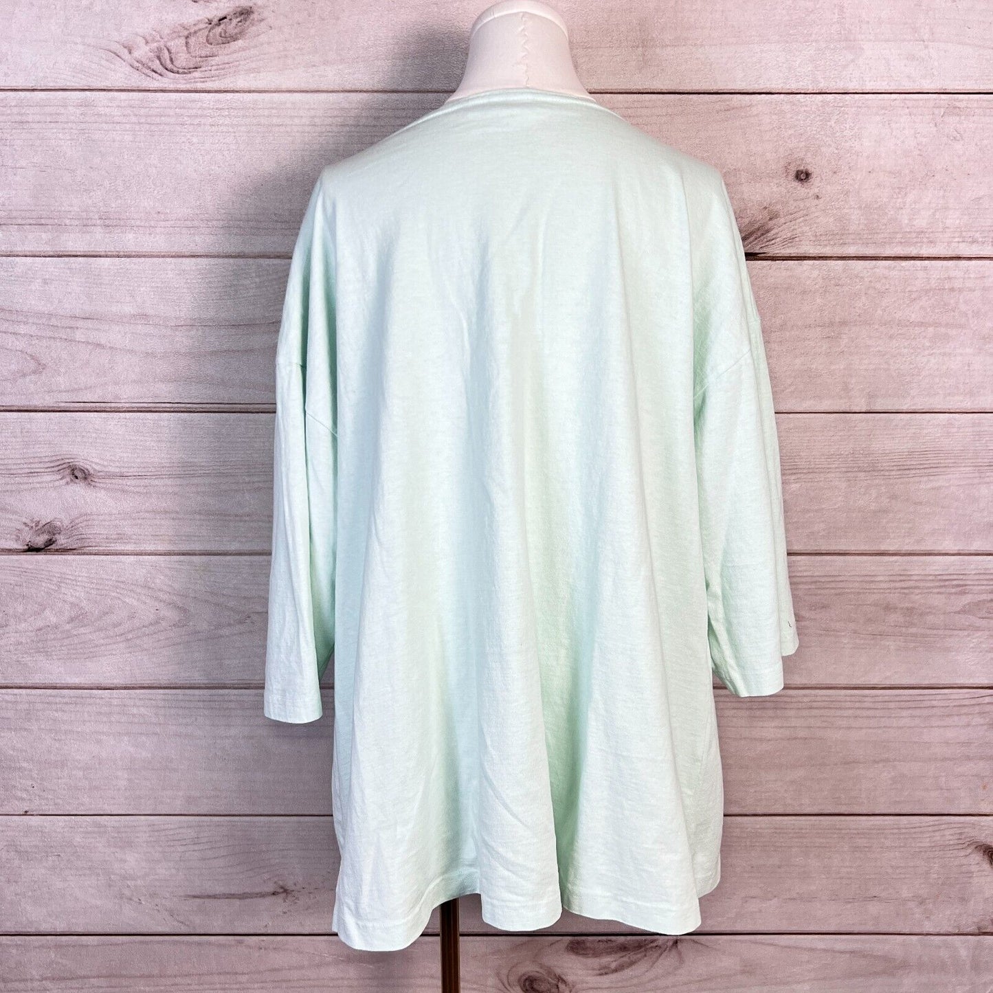 Bryn Walker Tunic Top Womens Sz XL Mint Green 3/4 Sleeve Cotton Knit Lightweight