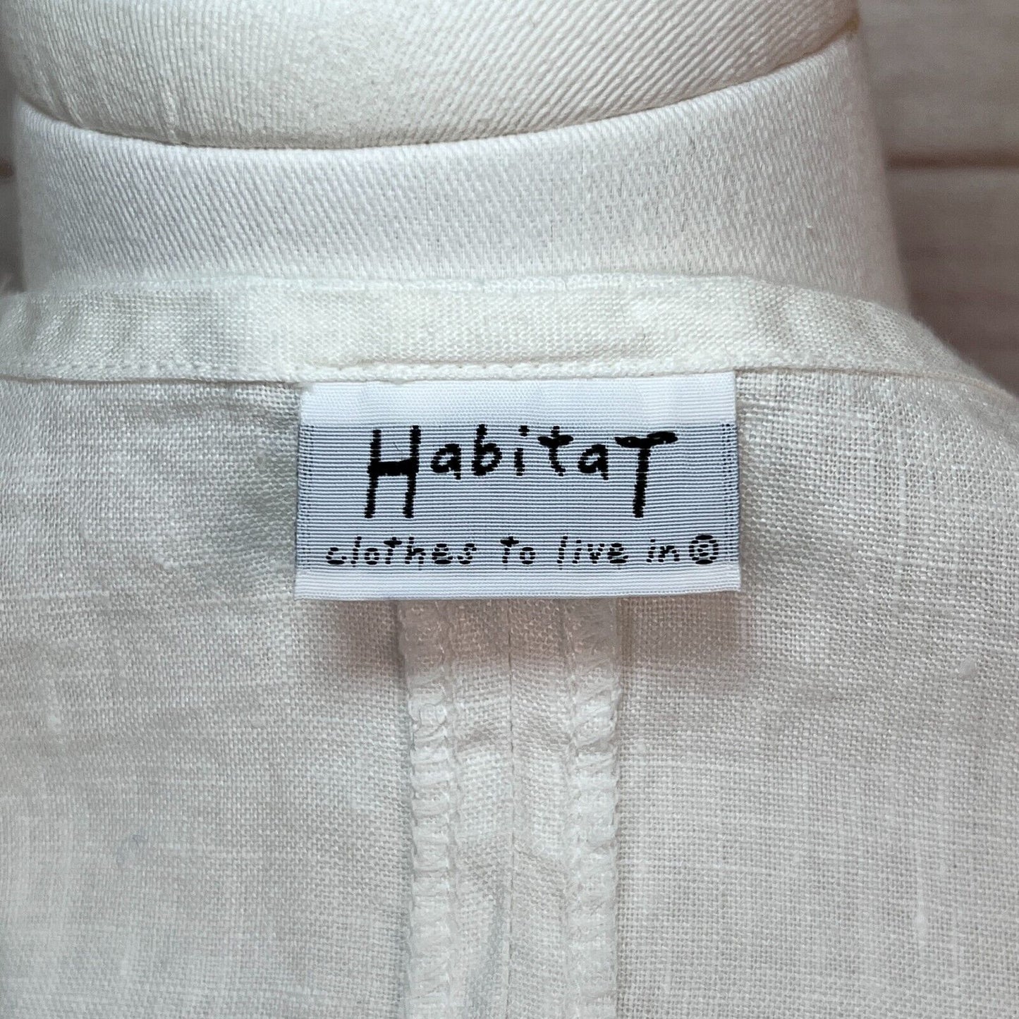 Habitat Womens Tunic Sz L White Linen Blouse Long Sleeve V-Neck Lightweight Boho