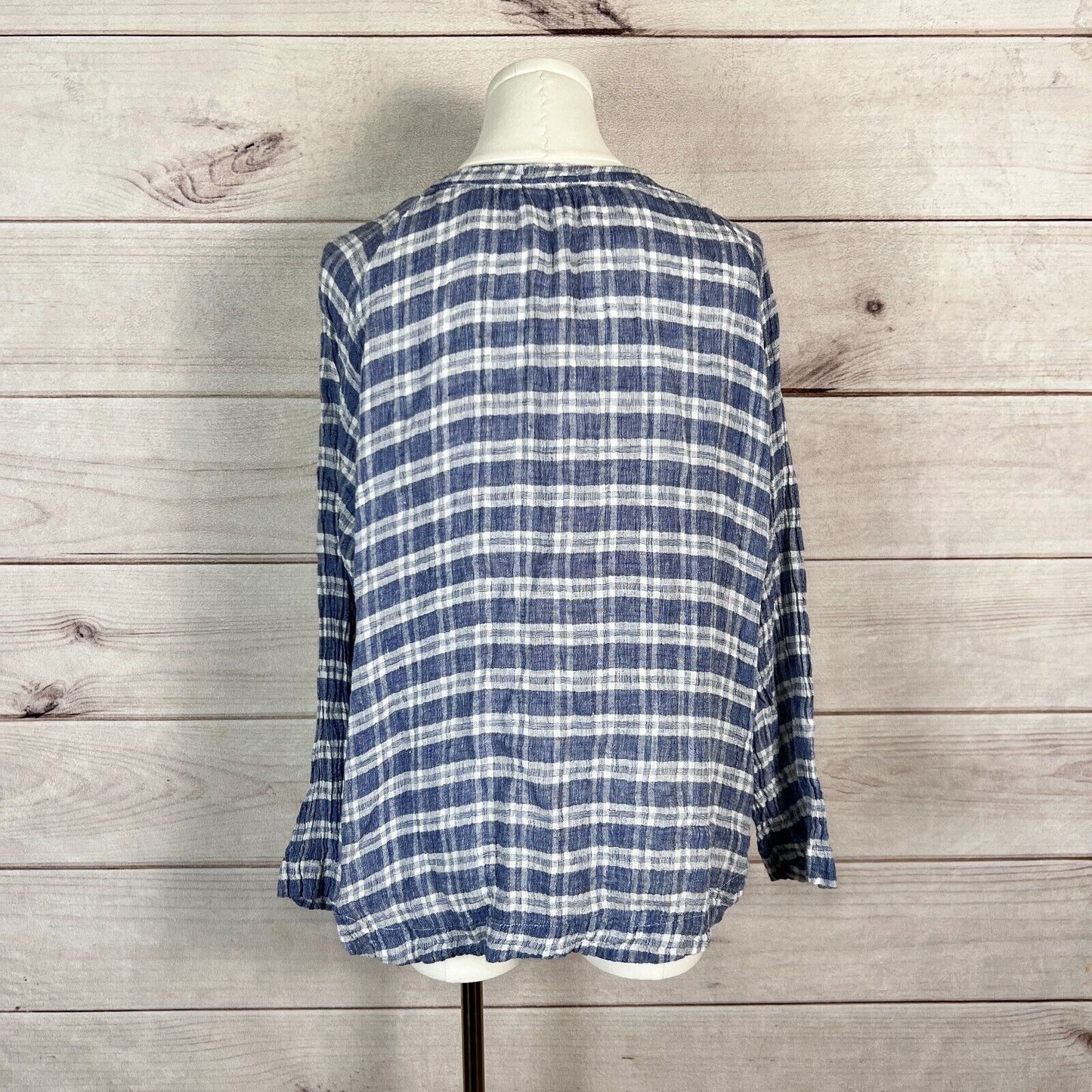 Free People x CP Shades Tunic Top Womens Sz S Blue Plaid Linen Western Retro