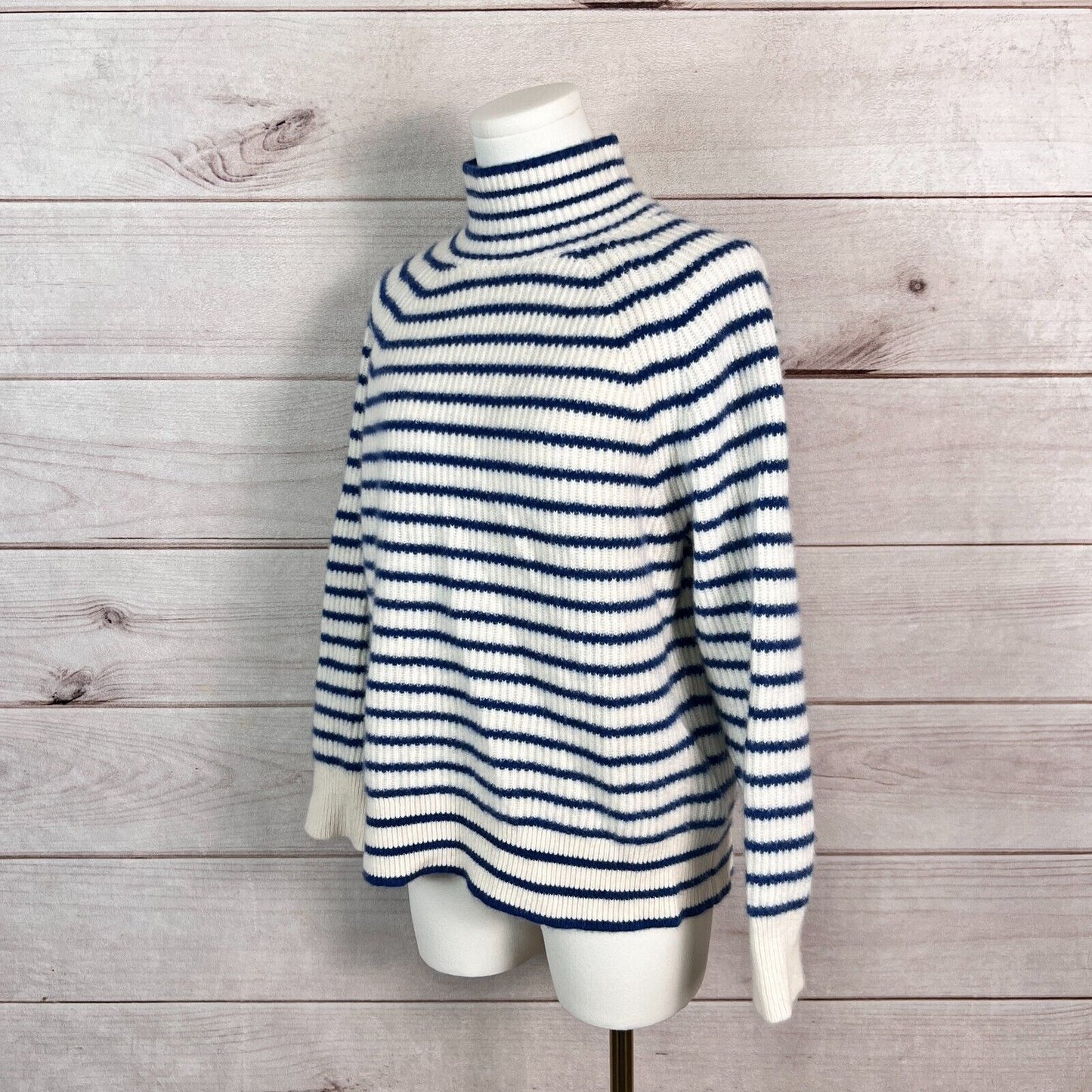 J. Crew Sweater Women S Striped Pullover Mock Neck Cashmere Ribbed Knit Winter