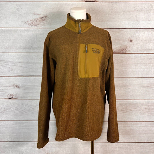 Mountain Hardwear Mens Sweatshirt Sz M Brown 1/4 Zip Stretch Hiking Camping