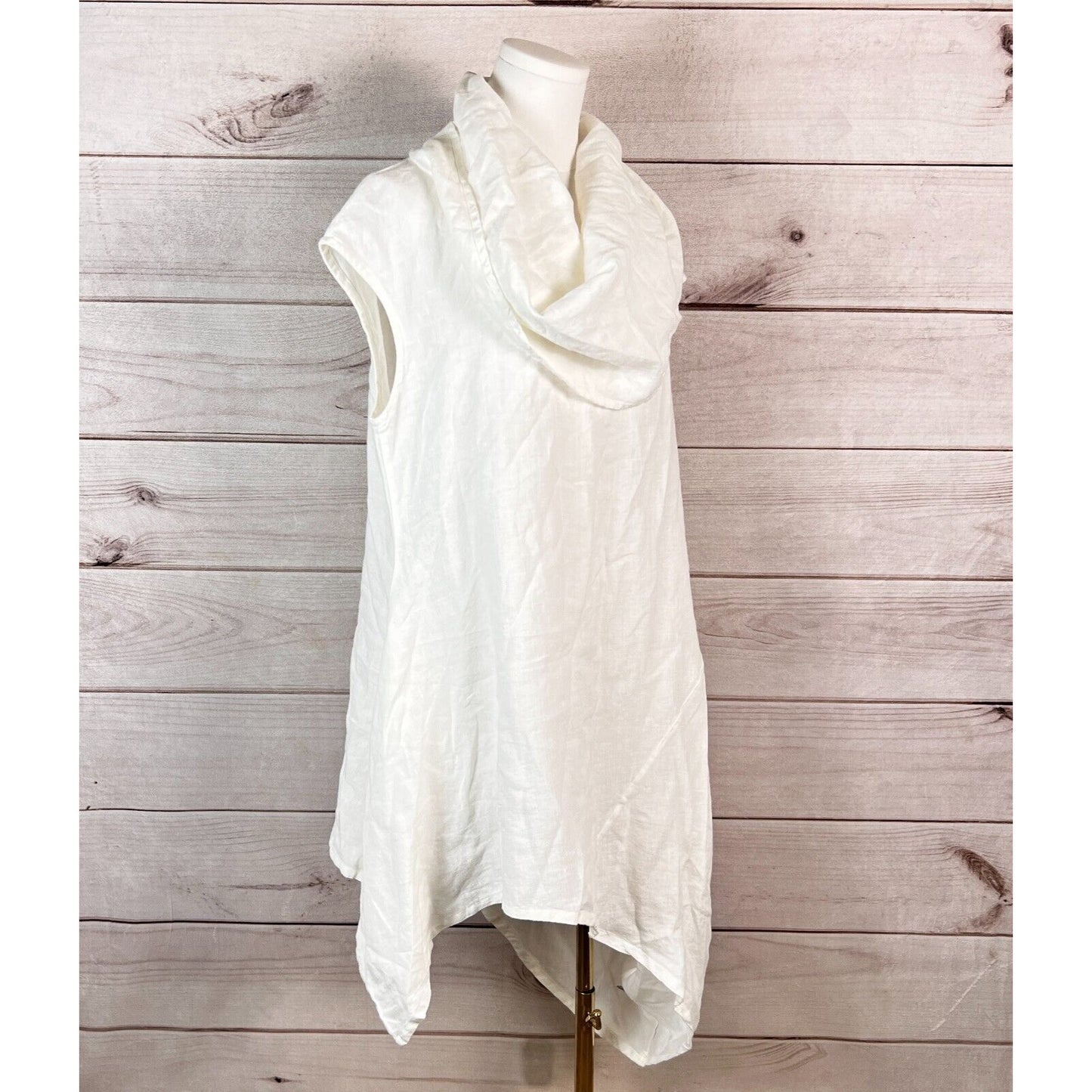 Bryn Walker Light Linen Noa Womens Tunic Top Sz S White Cowl Neck Asymmetric