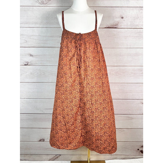 Natural Life Womens Dress Sz L/XL Orange Paisley A-Line Sundress Boho Summer