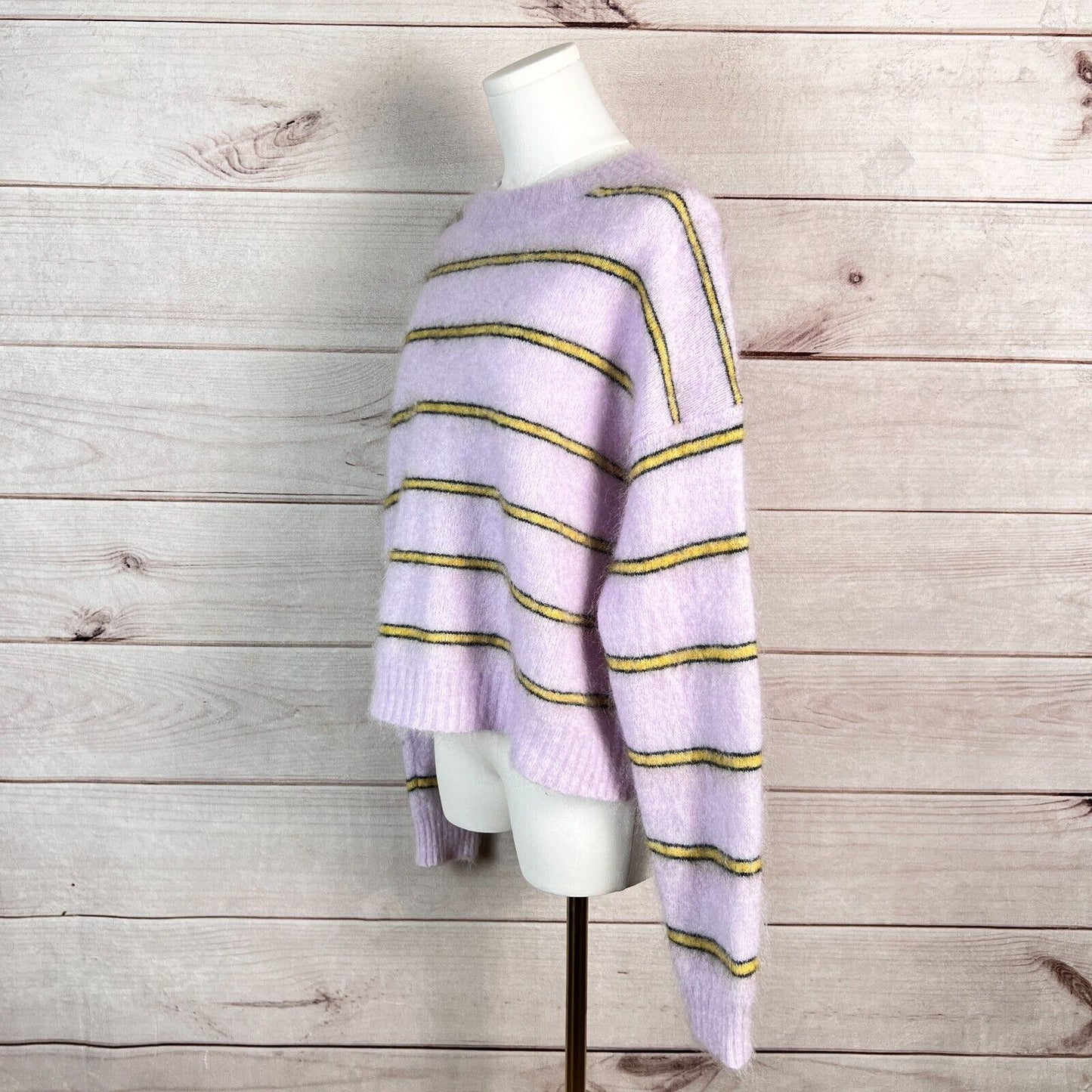 Acne Studios Womens Sweater Sz M Khira Lilac Striped Pullover Crew Neck Winter