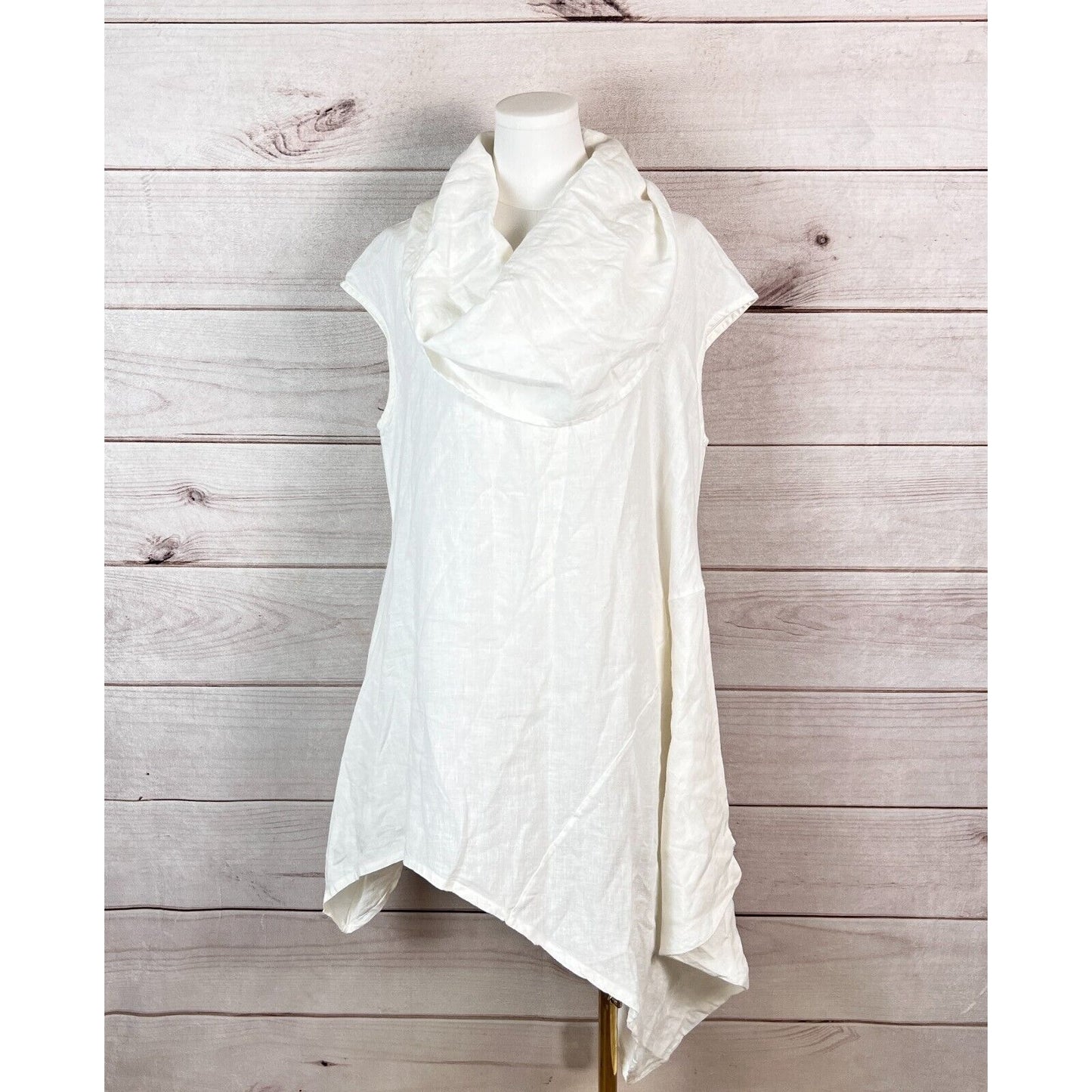 Bryn Walker Light Linen Noa Womens Tunic Top Sz S White Cowl Neck Asymmetric