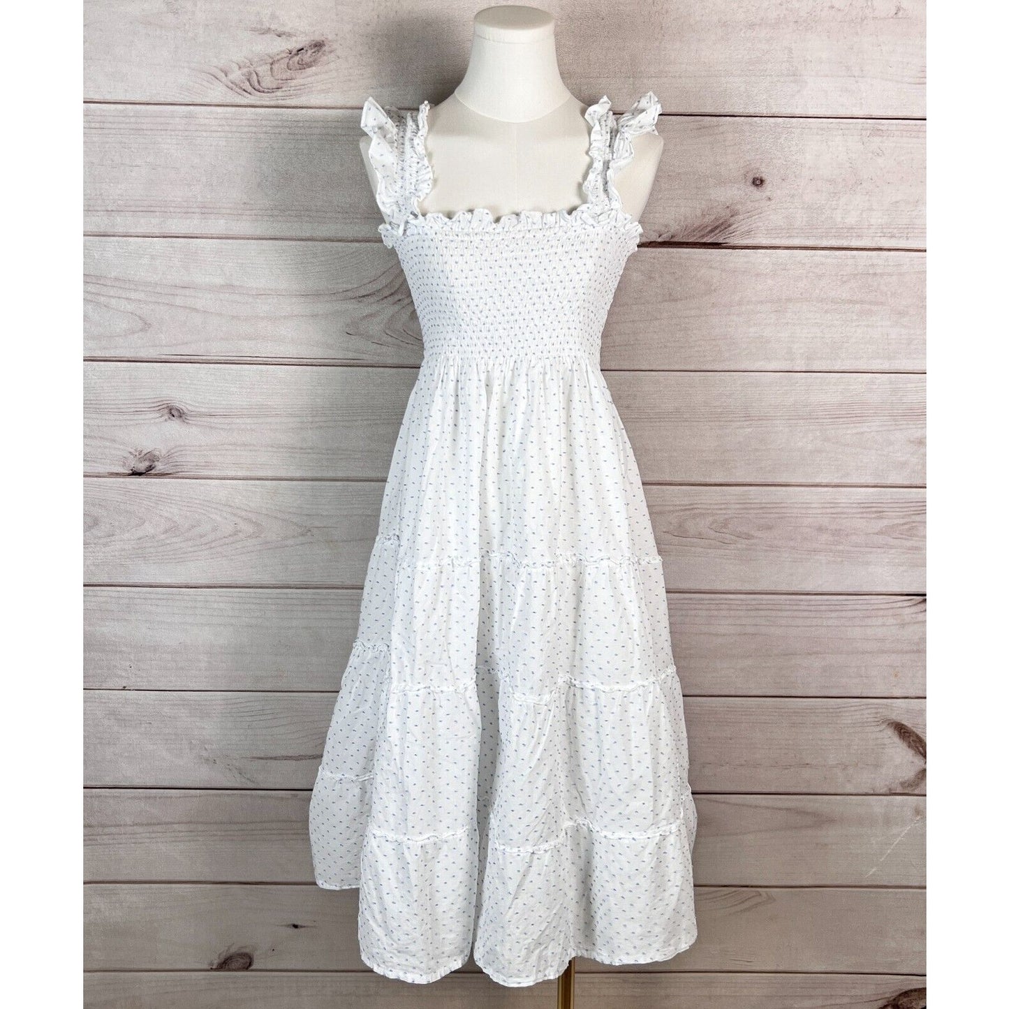 Hill House The Ellie Nap Dress Womens Sz S White Polka Fit & Flare Sundress