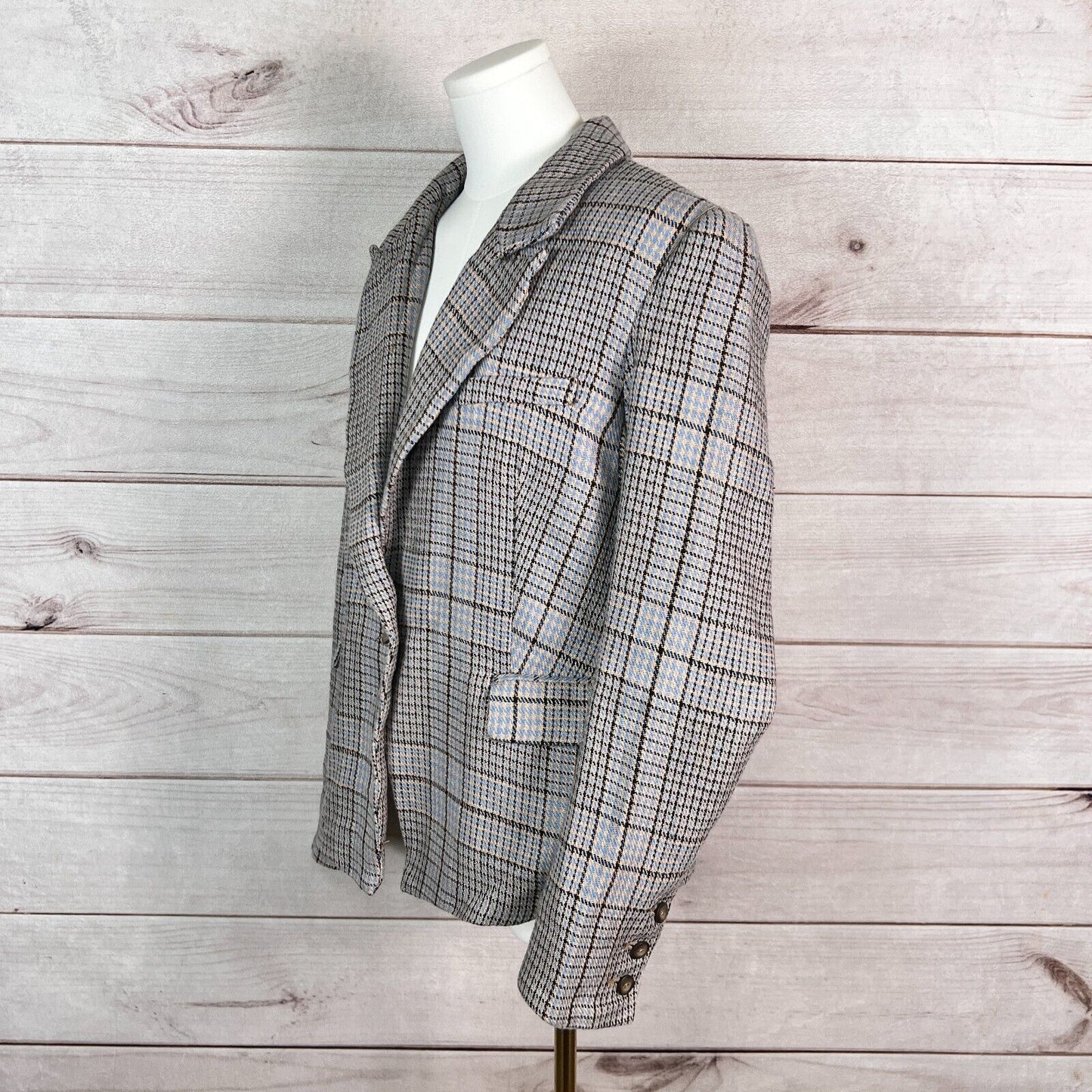 Free People Women Blazer Jacket Sz L Plaid Tweed Overcoat Business Office Formal