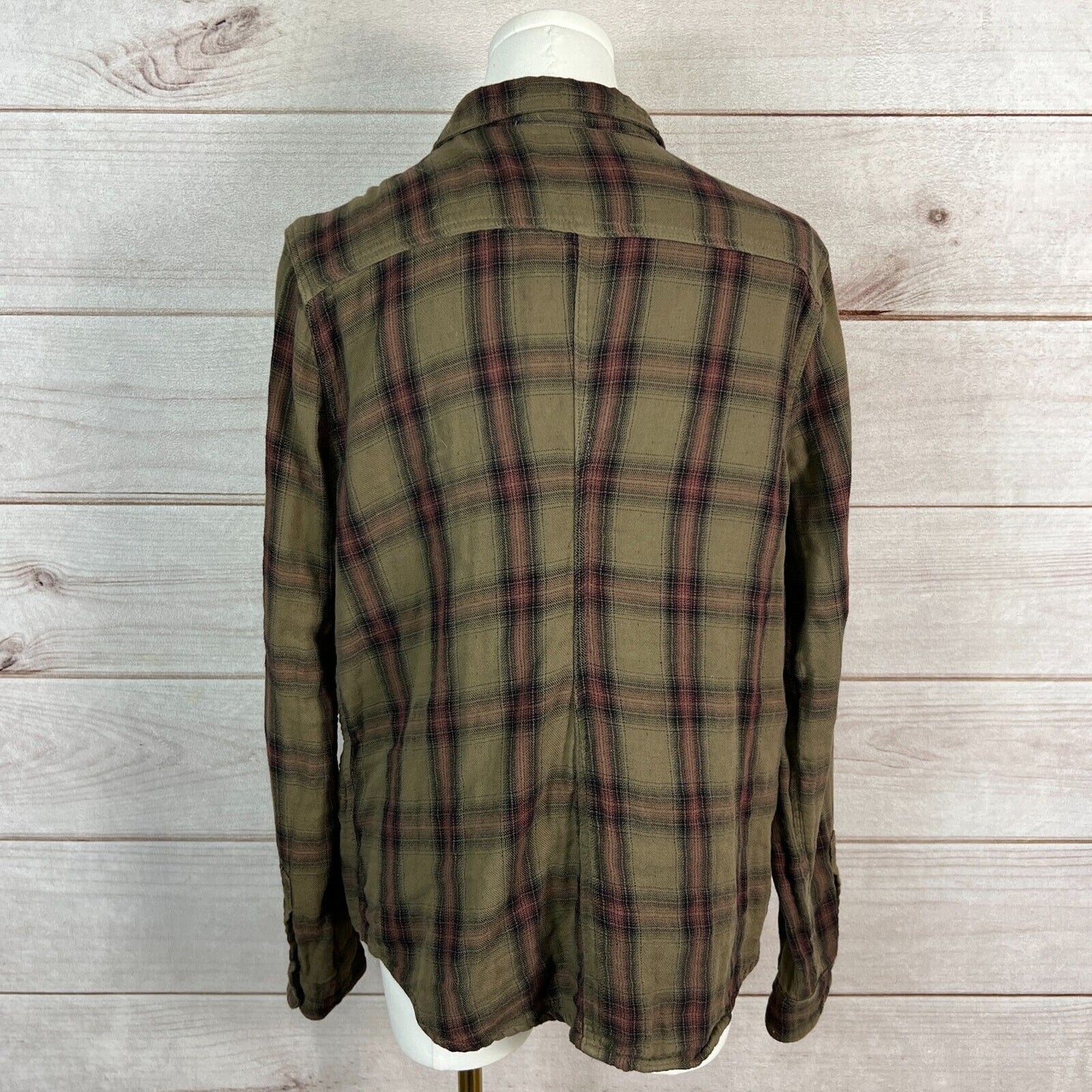 CP Shades Womens Shirt Sz M Brown Plaid Button Up Long Sleeve Western Retro 90s