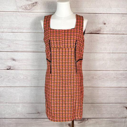 Anthropologie Maeve Tweed Dress Pink Combo Womens Sz 4 Mini Sleeveless Preppy