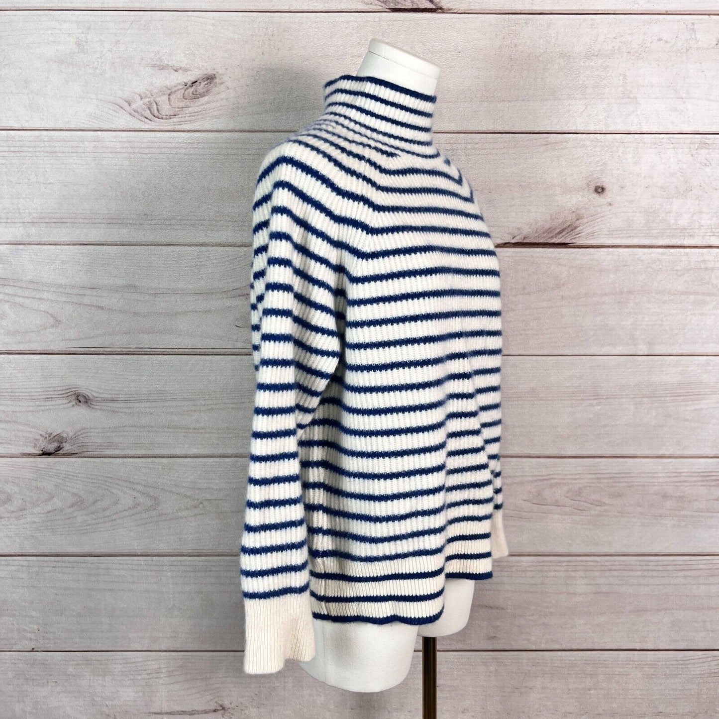 J. Crew Sweater Women S Striped Pullover Mock Neck Cashmere Ribbed Knit Winter