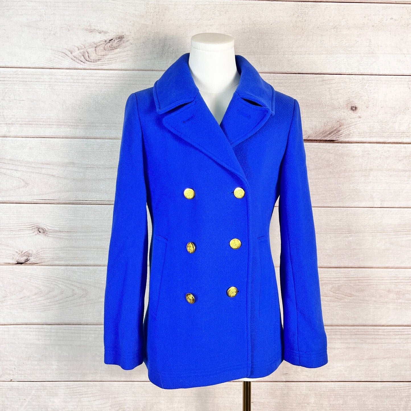 J. Crew Stadium Cloth Nello Gori Womens Peacoat Sz 6 Blue Double Breasted Preppy