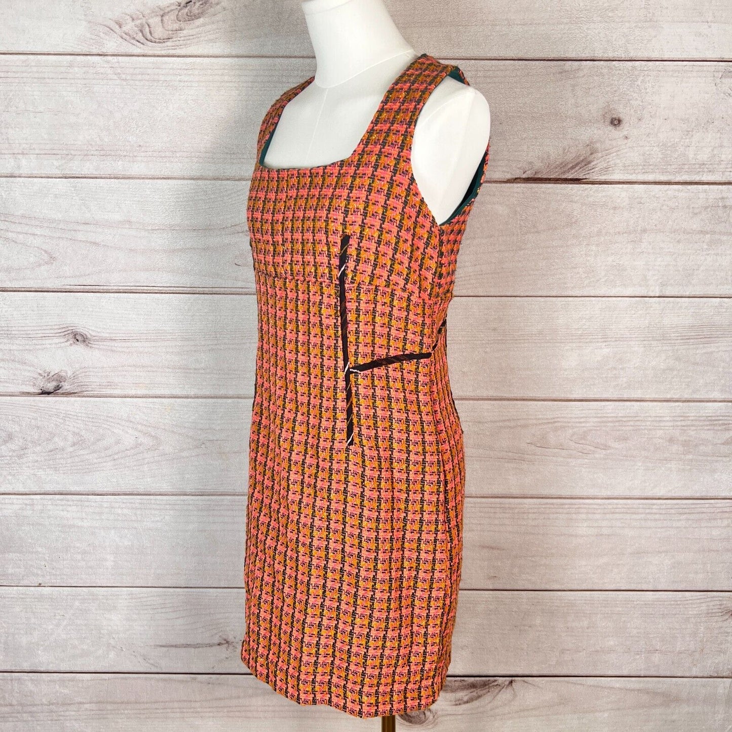 Anthropologie Maeve Tweed Dress Pink Combo Womens Sz 4 Mini Sleeveless Preppy