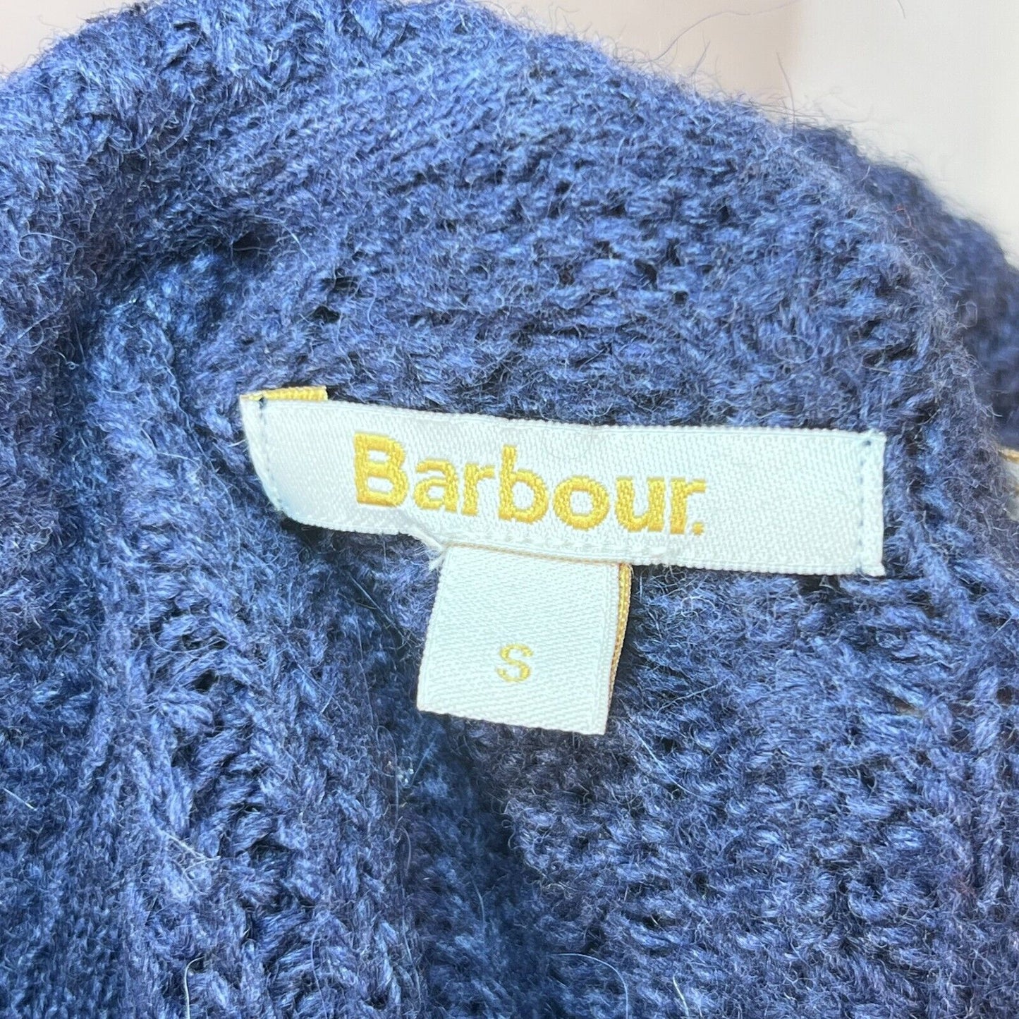 Barbour Poncho Womens Sweater S Blue Cape Cowl Neck Cable Knit Winter Preppy