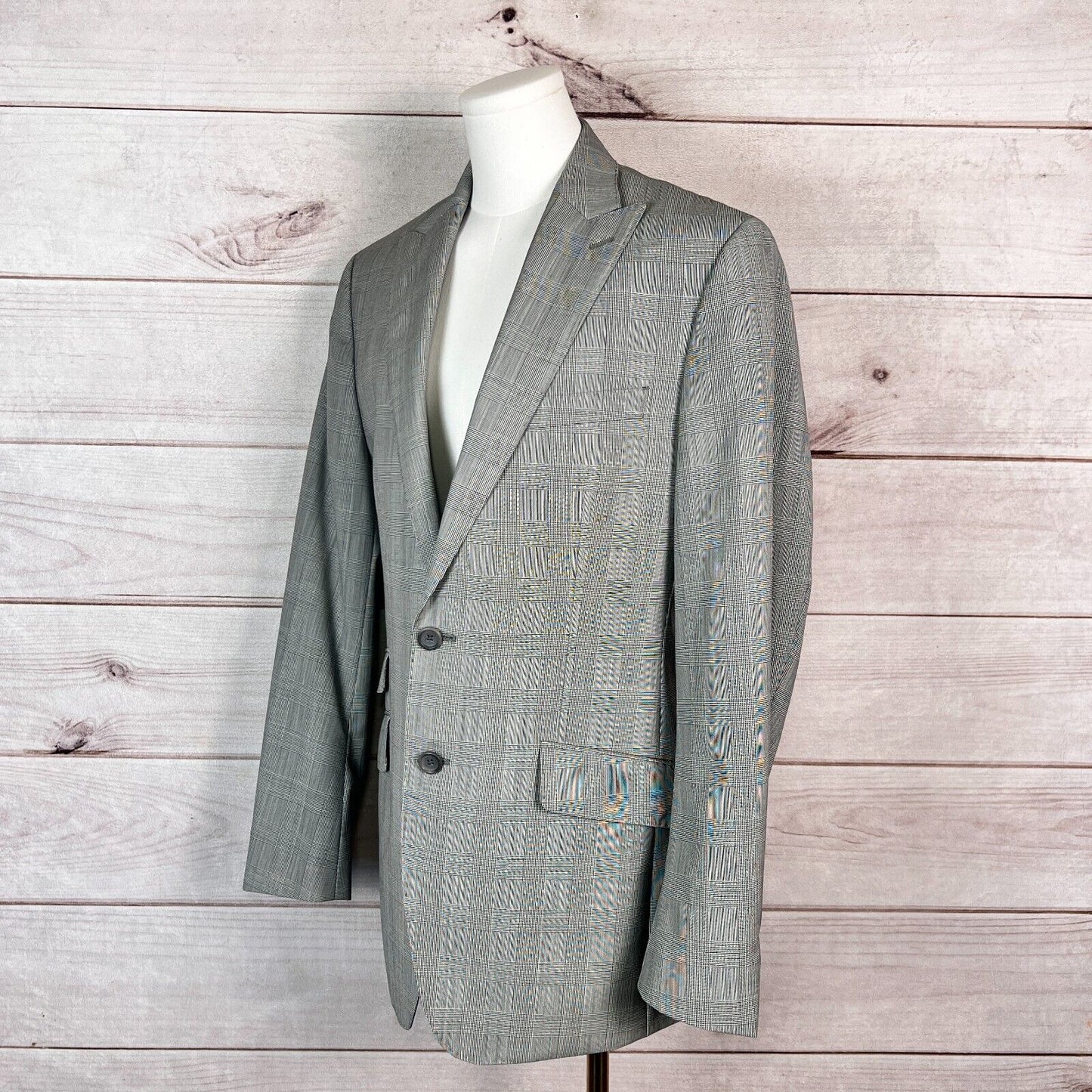 Banana Republic Blazer Mens Sz 38 Gray Plaid Tailored Fit Sport Coat Wool Preppy